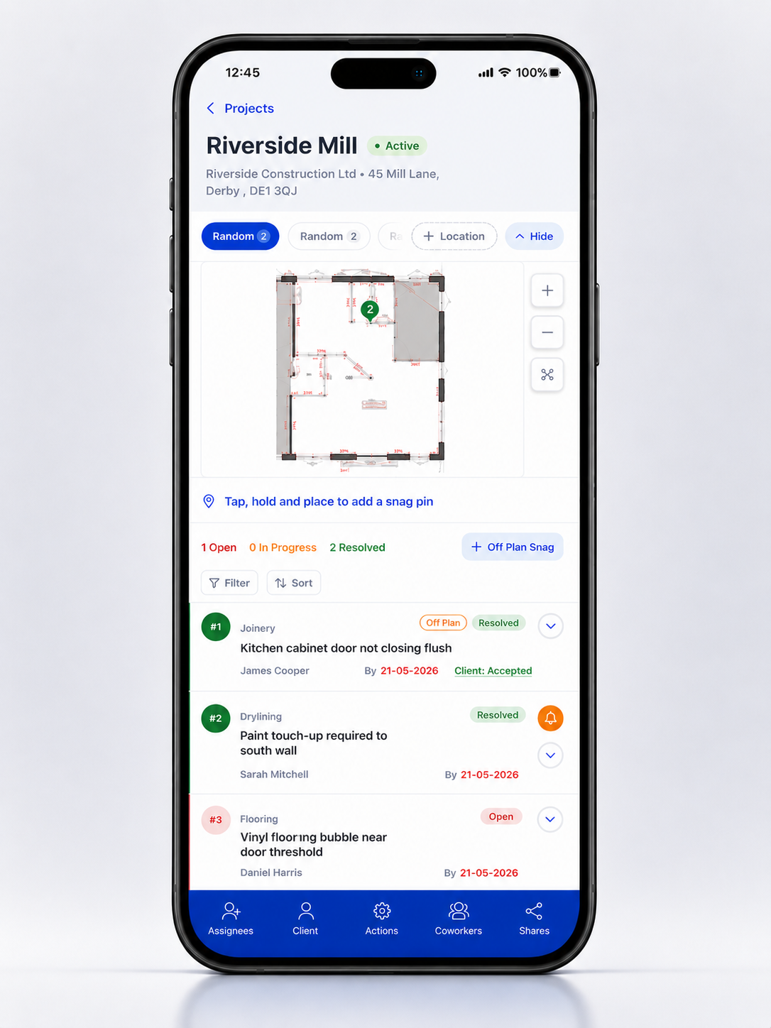 SnagDoc app on site